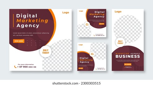 Digital Marketing Agency Social Media Post for Online Marketing Promotion Banner, Story and Web Internet Ads Flyer