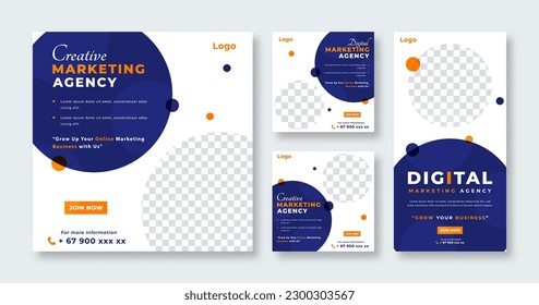 Digital Marketing Agency Social Media Post for Online Marketing Promotion Banner, Story and Web Internet Ads Flyer