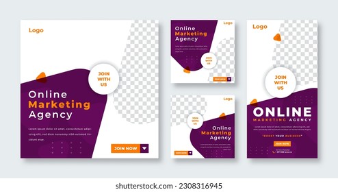 Digital Marketing Agency Social Media Post for Online Marketing Promotion Banner, Story and Web Internet Ads Flyer