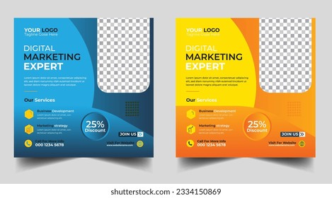Digital marketing agency social media post or promotional web banner design template, Social media post design layout