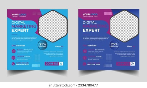 Digital marketing agency social media post or promotional web banner design template, Social media post design layout