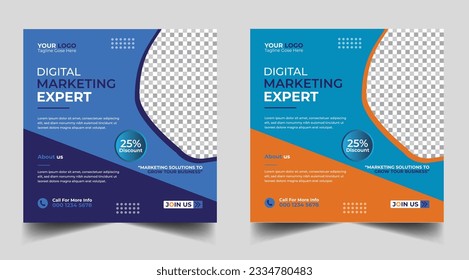 Digital marketing agency social media post or promotional web banner design template, Social media post design layout