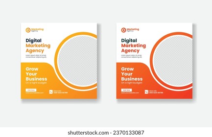 Digital marketing agency social media post vector design, digital marketing promotion square Facebook post, corporate business marketing Instagram and Facebook Template