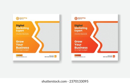 Digital marketing agency social media post vector design, digital marketing promotion square Facebook post, corporate business marketing Instagram and Facebook Template