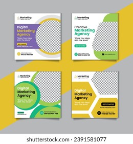 Digital marketing  agency and social media post template, Creative social media post banner design, Corporate social media web banner template, 