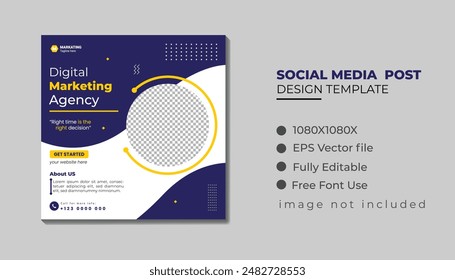 Digital Marketing agency social media post template. Social media ads vector templates fully editable, 
advertising design, digital marketing and corporate social media Instagram post and web banner.