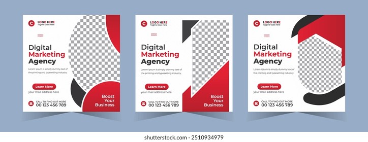 Digital marketing agency social media post or square web banner template