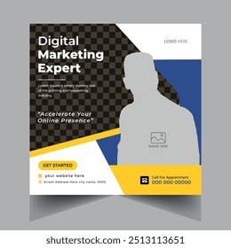 Modelo de postagem de mídia social da agência de marketing digital, promoção de negócios de marketing, conjunto de banner web vetor editável quadrado, pôster promocional de venda de desconto, banner de venda de imóveis, venda doméstica 