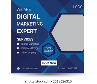 Digital Marketing agency social media post template. Social media ads vector templates fully editable, advertising design, digital marketing and corporate social media Instagram post