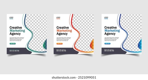 Digital marketing agency social media post and corporate web banner template