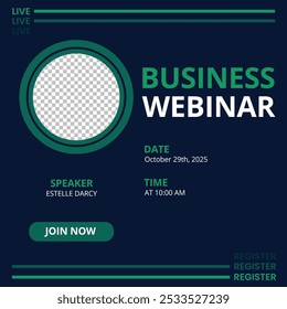 Digital marketing agency social media post design template. and live webinar corporate banner