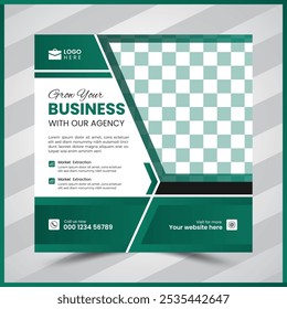 Digital marketing agency social media post template. Corporate business square banner design and web banner template.