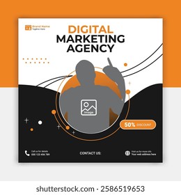 Digital marketing agency social media post or web banner design template