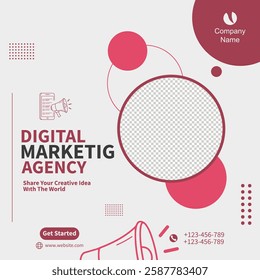 Digital Marketing Agency Social Media Banner Template with Modern Red Design