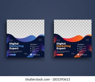 digital marketing agency social media,Post Template for Digital Marketing. Digital Marketing Square Flyer Template with Editable web Banner,