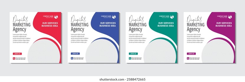 Digital marketing agency and square instagram social media post template
