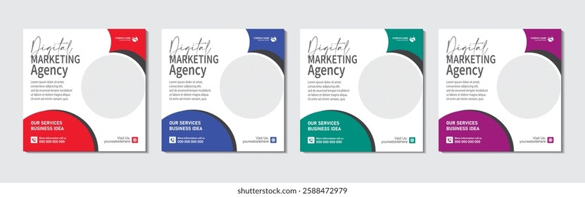 Digital marketing agency and square instagram social media post template