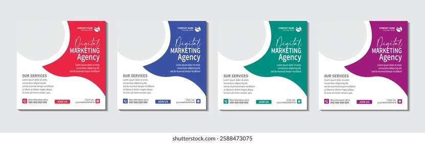Digital marketing agency and square instagram social media post template