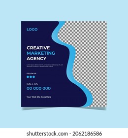 Digital Marketing Agency Suitable for social media post and web internet ads. Vector illustration with photo frame. 