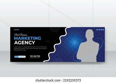 Digital Marketing Agency Timeline Cover Design Or Webinar, Corporate Business Social Media Cover Template With Black Background