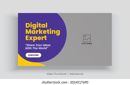 Digital Marketing Agency web banner template and video thumbnail. Editable promotion banner design. Corporate Agency social media layout with clean design