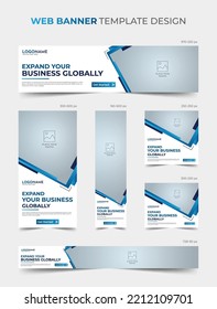 Digital marketing agency web banner design template, modern web  ad set template
