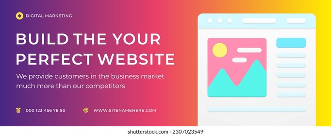 Digital marketing agency website promo internet advertising content social media banner 3d icon vector illustration. Multimedia information online blog SEO campaign management business optimization