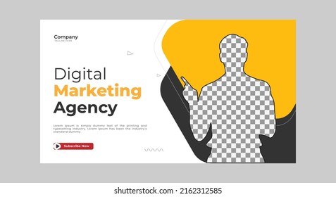 Digital Marketing Agency YouTube Thumbnail Design And Any YouTube Videos Customizable Video Thumbnail Design Video Cover Design Fully Editable Thumbnail Template Web Banner