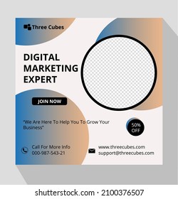 Digital Marketing Agency.Social Media Banner Template.  This easy design for social media promotion Template can be used by anyone. Modern, Editable, Unique sales discount promotion Feed Post Template