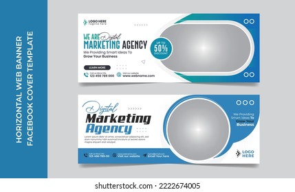 Digital marketing agncy facebook cover banner design, corporate business webinar web banner template.