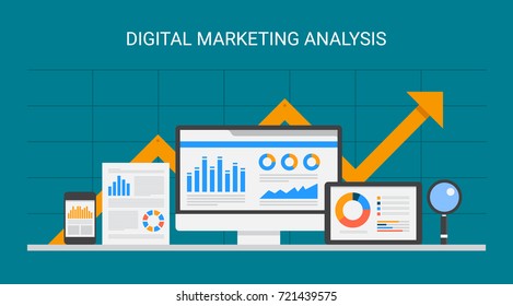 Digital Marketing Analysis Business Data Flat Stock Vector (Royalty ...