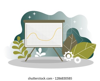 Digital Marketing Analysis Report Chart Landing Page. Business Strategy Analyzing. Internet Market Analytics Chart Design for Website or Web Page. Flat Vector Illustration