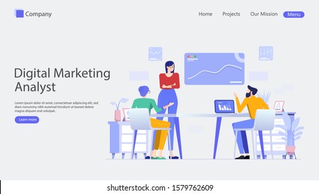 Digital Marketing Analyst Vector Illustration Concept , Suitable for web landing page, ui, mobile app, editorial design, flyer, banner, and other related occasion