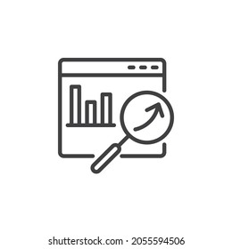 Digital Marketing, analytics line icon. linear style sign for mobile concept and web design. Online financial graphs analysis outline vector icon. Symbol, logo illustration. Vector graphics