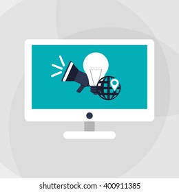Digital marketing  ando computer design, vector illustration