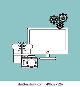 Digital marketing  ando computer design, vector illustration