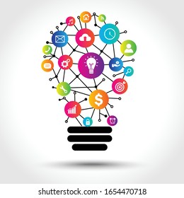 Digital Marketing Applications Light Bulb Modern Stock Vector (Royalty ...