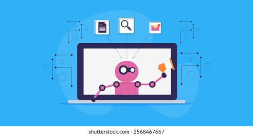 Digital marketing automation concept, Marketing automation software, Digital marketing software - vector illustration banner with icons