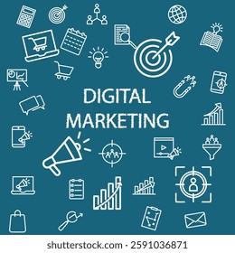 Digital marketing background concept with line icons
