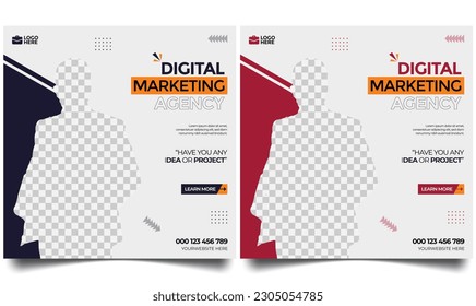 Digital marketing banner design template. Digital business marketing social media post template. Digital marketing and business sale promo