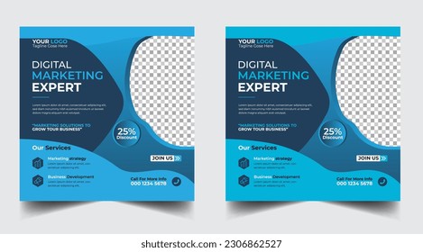 Digital marketing banner design template. Digital business marketing social media post template. Social media banner design template. Social media post design. Social media bundle design