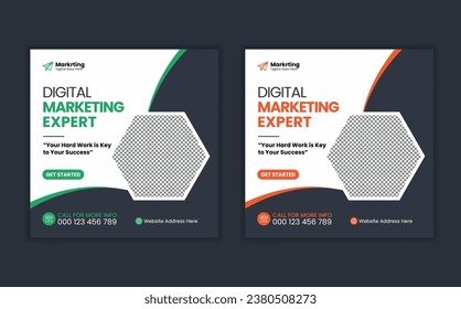 Digital marketing banner expert template. Digital business marketing social media post template. Social media banner design template. Social media post design. 