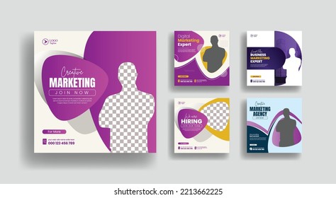 Digital marketing banner pack or corporate business social media post banner ads, social media ads suitable for website banner ads or square flyer poster template
