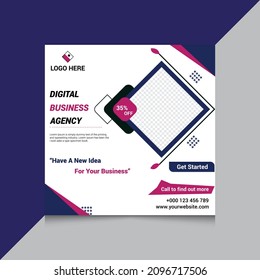 Digital Marketing banner for social media post template, Business Promotions Ads.