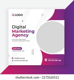 Digital marketing banner for social media post template, Social media post