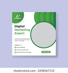 Digital marketing banner for social media post corporate promo banner vector template