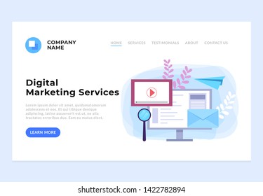 Digital marketing banner web page site concept. Vector flat graphic design cartoon illustration