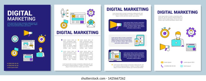 Digital marketing brochure template layout. Advertising. Flyer, booklet, leaflet print design with linear illustrations. Vector page layouts for magazines, annual reports, advertising posters