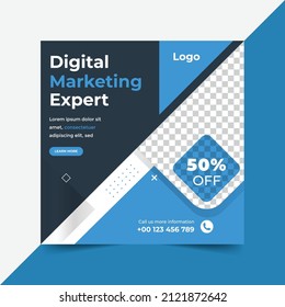 Digital marketing and business editable social media post templates. Online advertising social media post or banner template design.	
