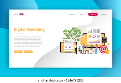 digital marketing business landing page campaign design page website - vector